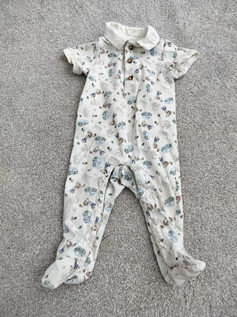 Boy's Footed Pajamas / Onesie For 9 Months With A Horse Theme Print